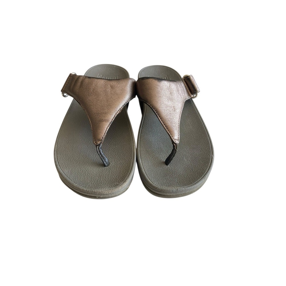 FitFlop Lulu Adjustable Leather Toe Post Sandals Size 6 Bronze Comfort Ergonomic - Picture 3 of 9